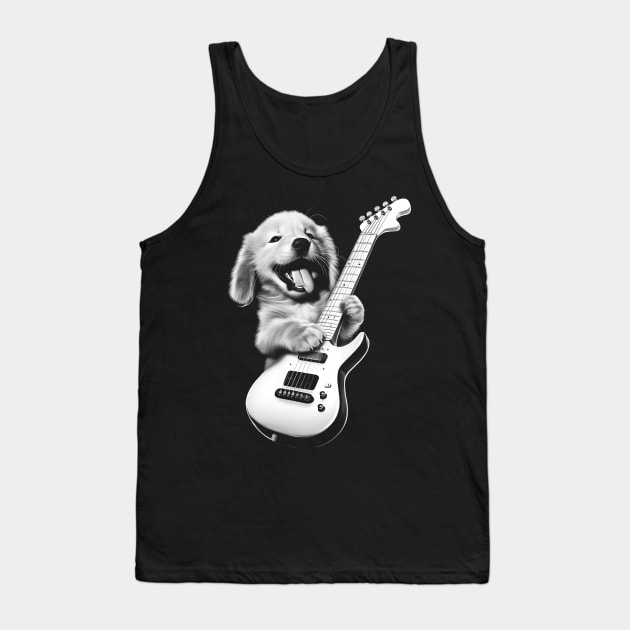 Puppy Playing Guitar Tank Top by Daytone